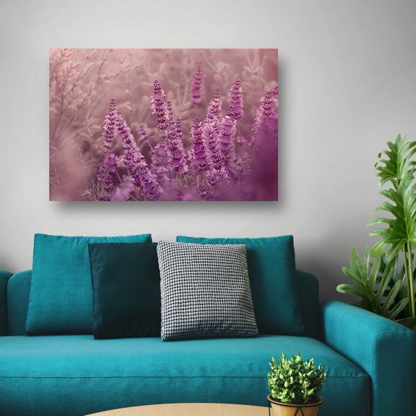 Sereen lavendelveld in zachte pasteltinten poster