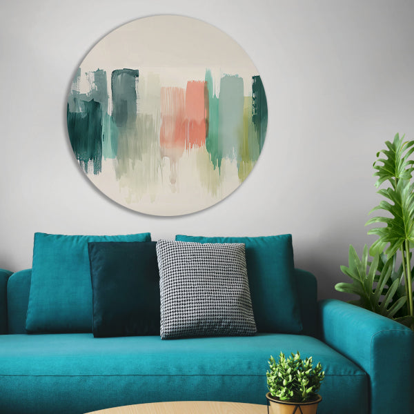 Kleurrijke abstracte schildering voor modern interieur aluminium muurcirkel