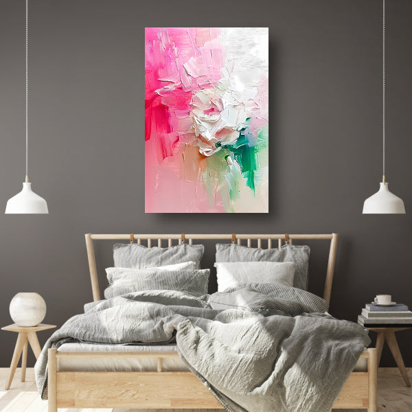 Kleurrijke abstracte bloemen schilderij poster