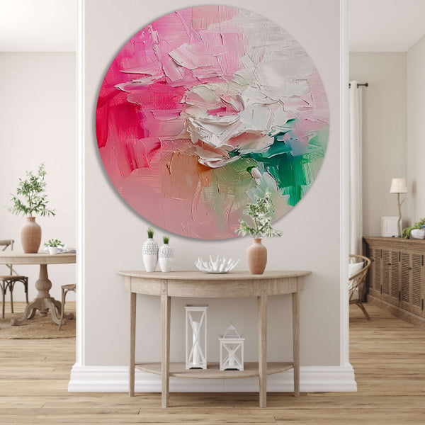 Kleurrijke abstracte bloemen schilderij forex muurcirkel