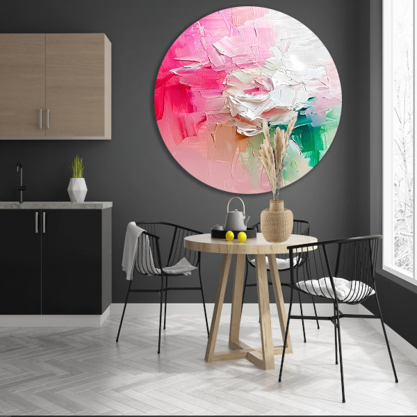 Kleurrijke abstracte bloemen schilderij forex muurcirkel