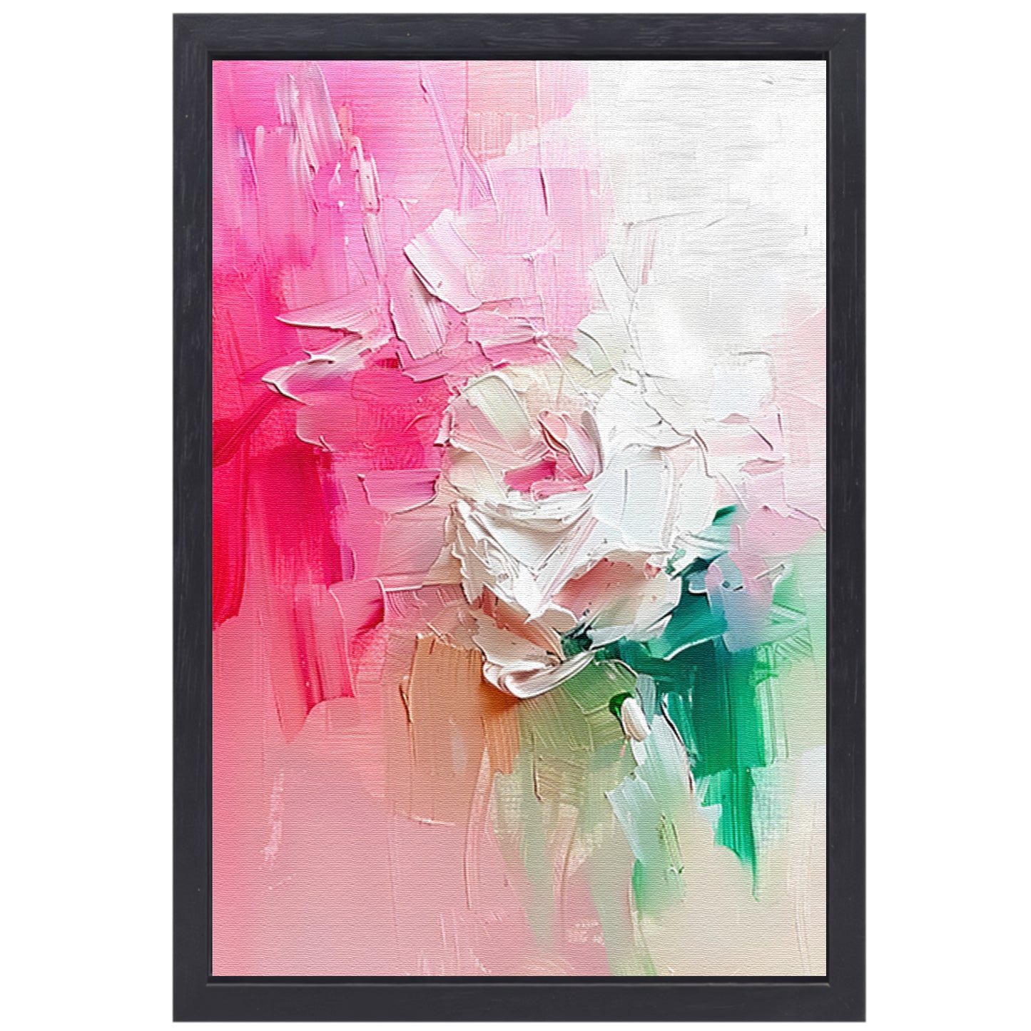 Kleurrijke abstracte bloemen schilderij canvas met baklijst