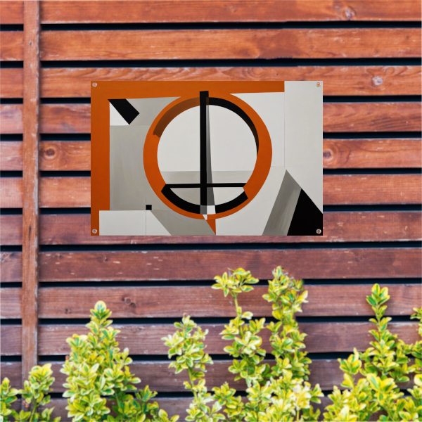 Minimalistisch Ontwerp met Oranje en Zwarte Vormen tuinposter