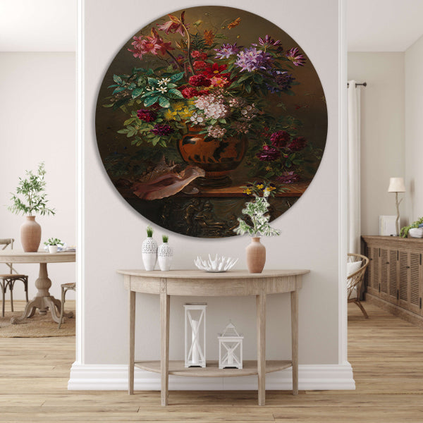 Stilleven met bloemen in een Griekse vaas - Georgius van Os aluminium muurcirkel