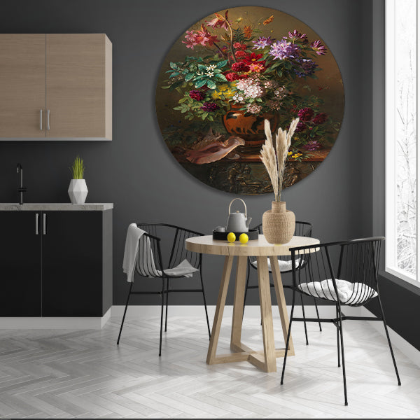 Stilleven met bloemen in een Griekse vaas - Georgius van Os aluminium muurcirkel