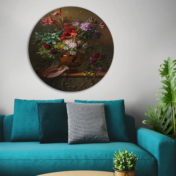 Stilleven met bloemen in een Griekse vaas - Georgius van Os forex muurcirkel