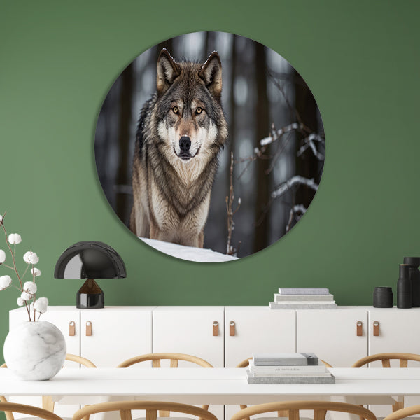 Majestueuze wolf in winterlandschap forex muurcirkel