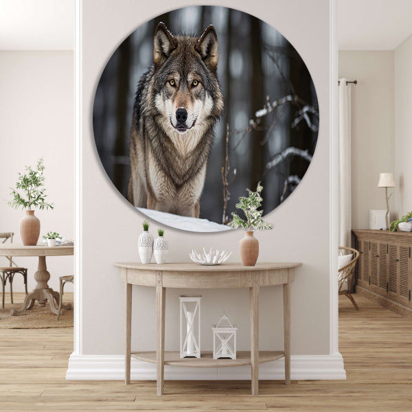 Majestueuze wolf in winterlandschap forex muurcirkel