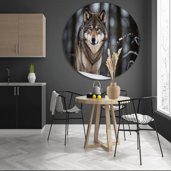 Majestueuze wolf in winterlandschap forex muurcirkel