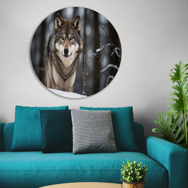 Majestueuze wolf in winterlandschap forex muurcirkel