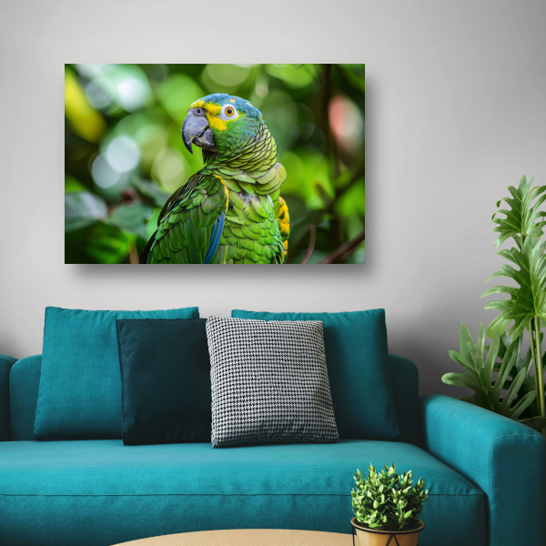 Betoverende blik van een kleurrijke papegaai canvas met baklijst