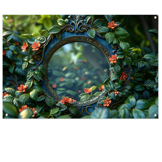 Art Nouveau Spiegel met Bloemen tuinposter