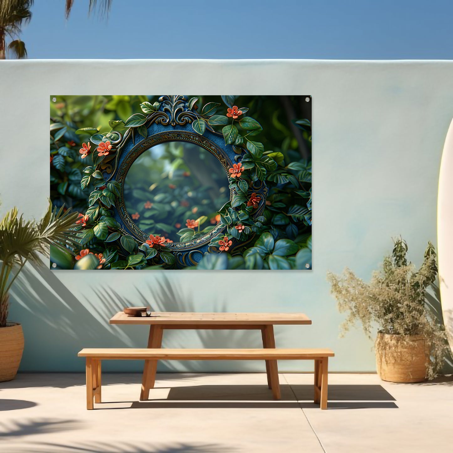 Art Nouveau Spiegel met Bloemen tuinposter