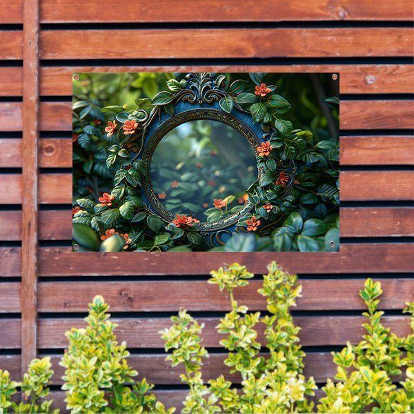 Art Nouveau Spiegel met Bloemen tuinposter