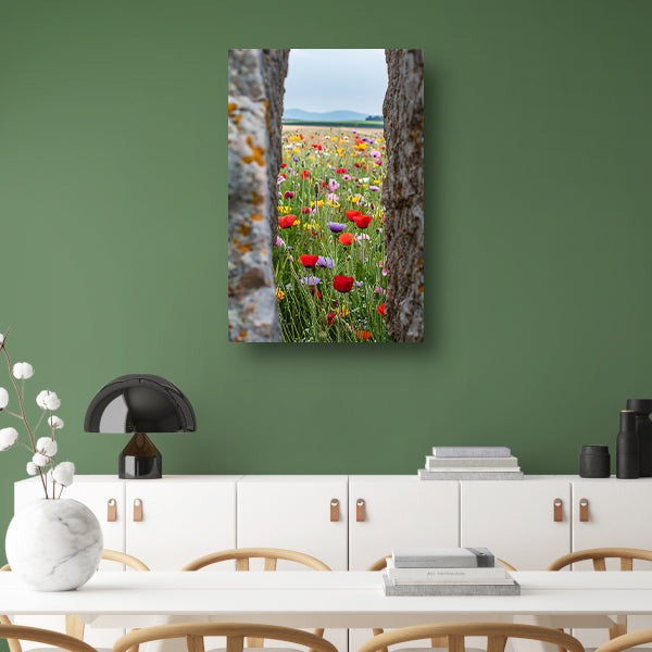 Kleurrijke Bloemenweide tussen Oude Bomen canvas