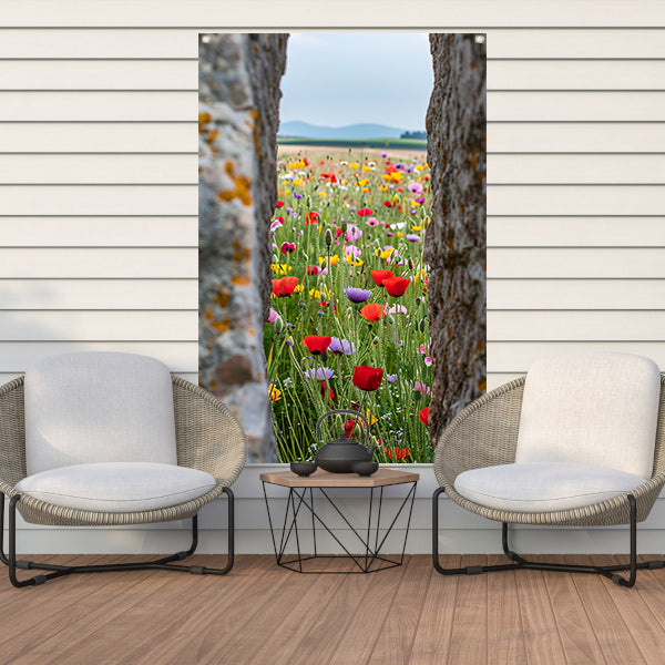 Kleurrijke Bloemenweide tussen Oude Bomen tuinposter