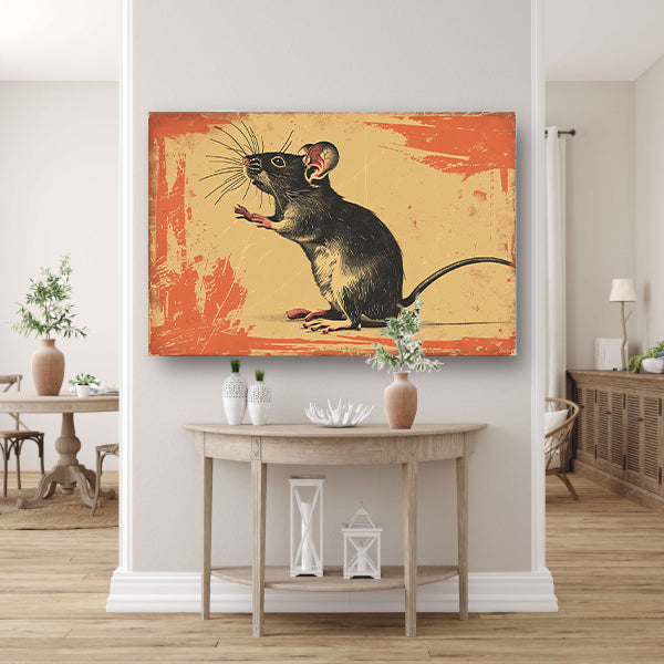 Vintage muis in kleurrijk grafisch ontwerpcanvas