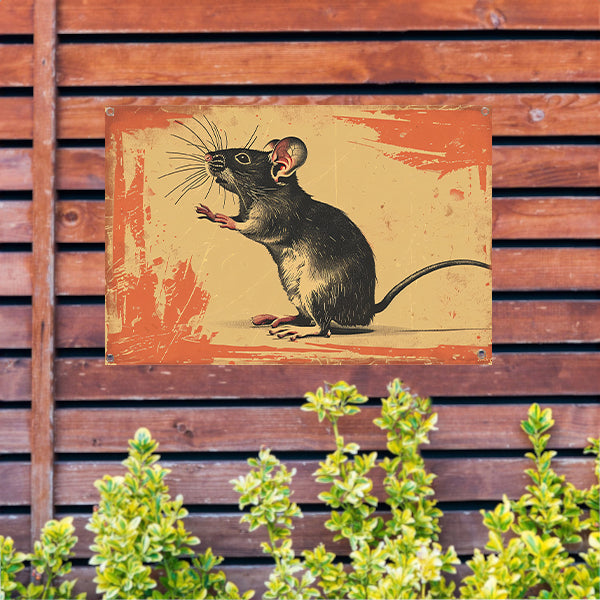 Vintage muis in kleurrijk grafisch ontwerp tuinposter