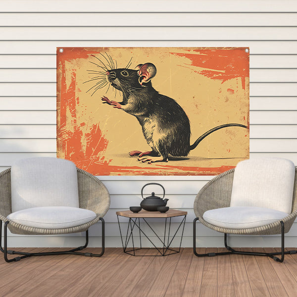 Vintage muis in kleurrijk grafisch ontwerp tuinposter