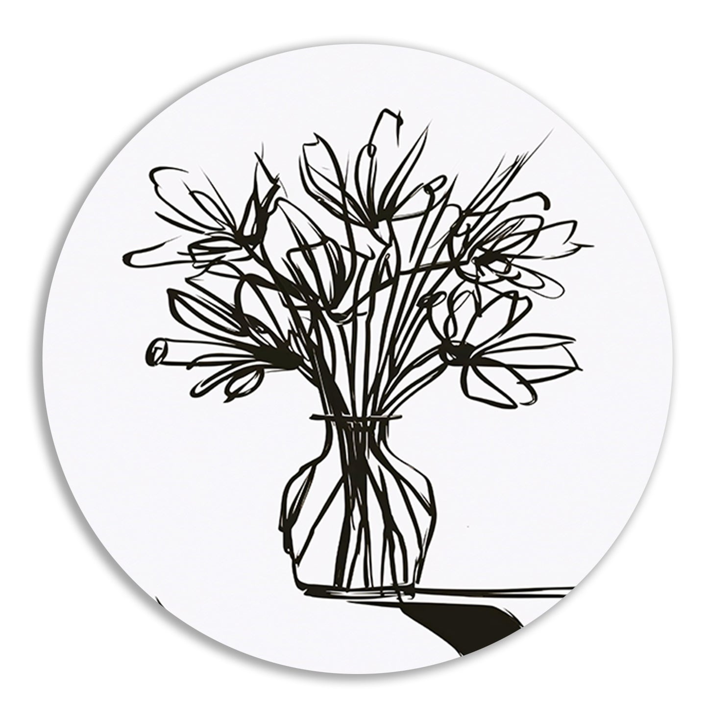 Abstracte bloemen in inkt op witte achtergrond forex muurcirkel