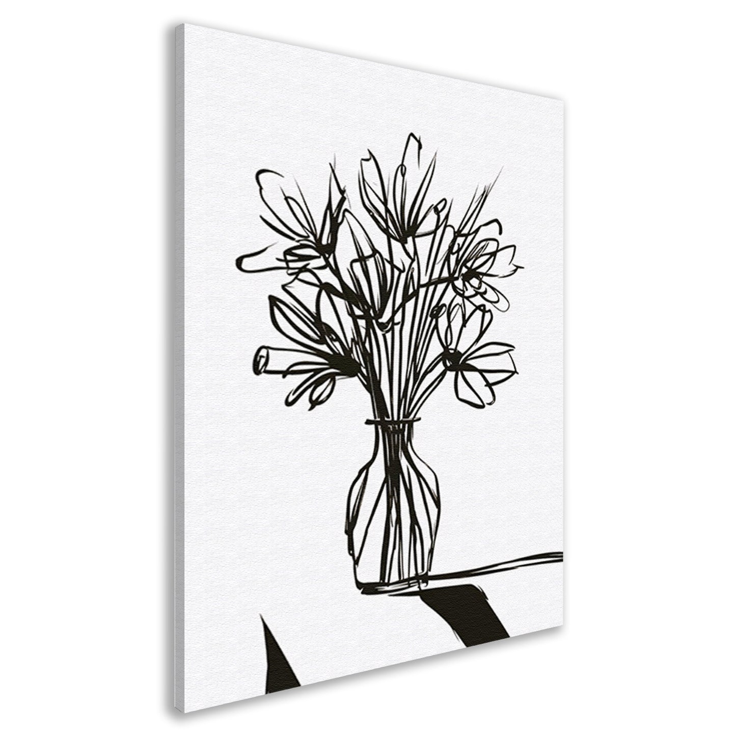 Abstracte bloemen in inkt op witte achtergrond canvas
