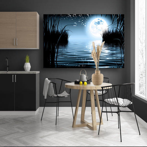 Volle Maan Reflecteert in Water canvas