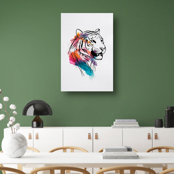 Abstracte Kleurrijke Tijger Lijntekening poster