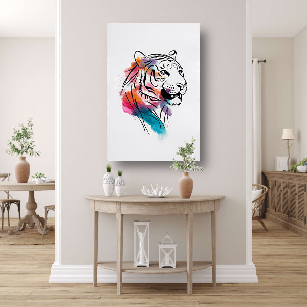 Abstracte Kleurrijke Tijger Lijntekening poster