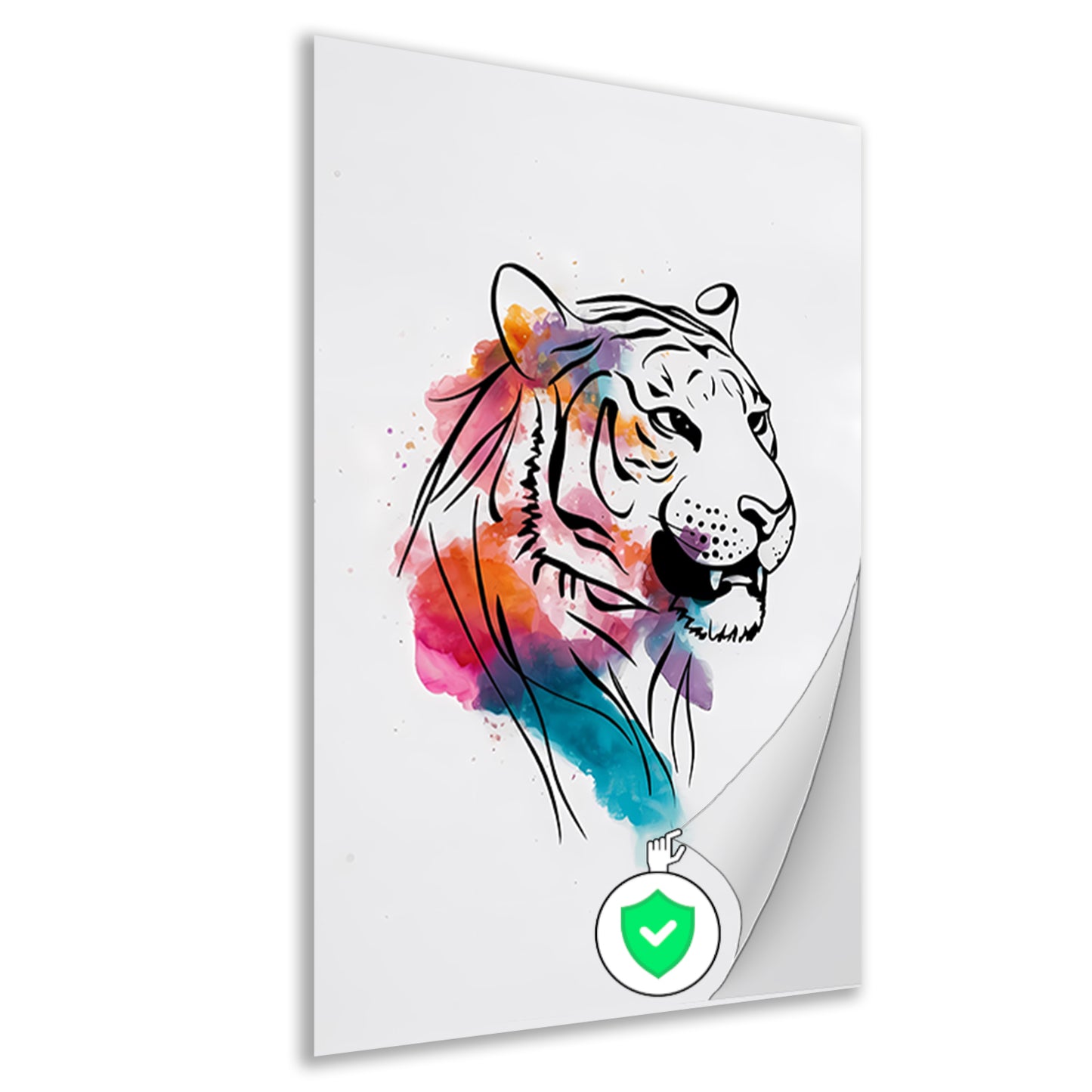 Abstracte Kleurrijke Tijger Lijntekening poster