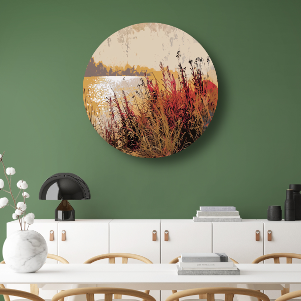 Impressionistische waterlelies aluminium muurcirkel