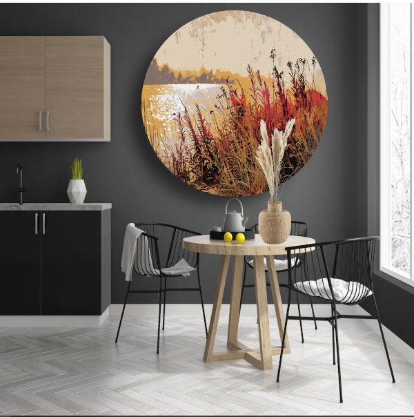 Impressionistische waterlelies aluminium muurcirkel