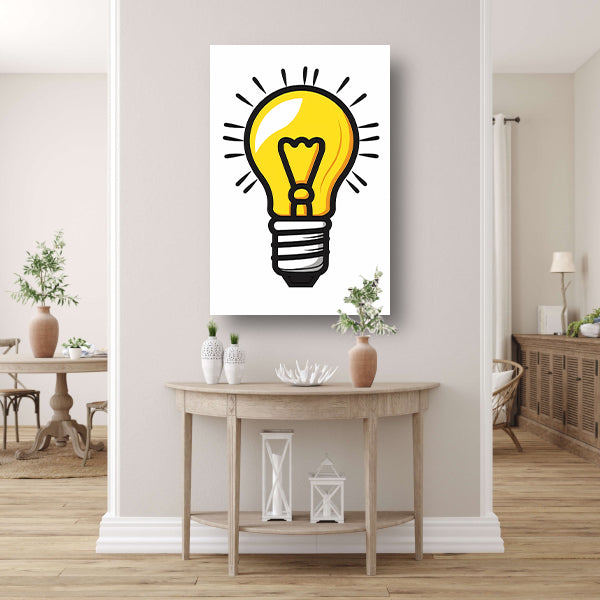 Kleurrijk illustratie van een gloeilamp canvas met baklijst