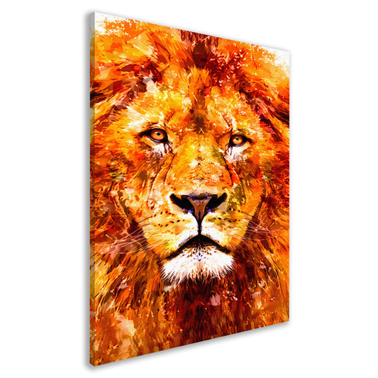 Schilderij van kleurrijke leeuw in close-up canvas
