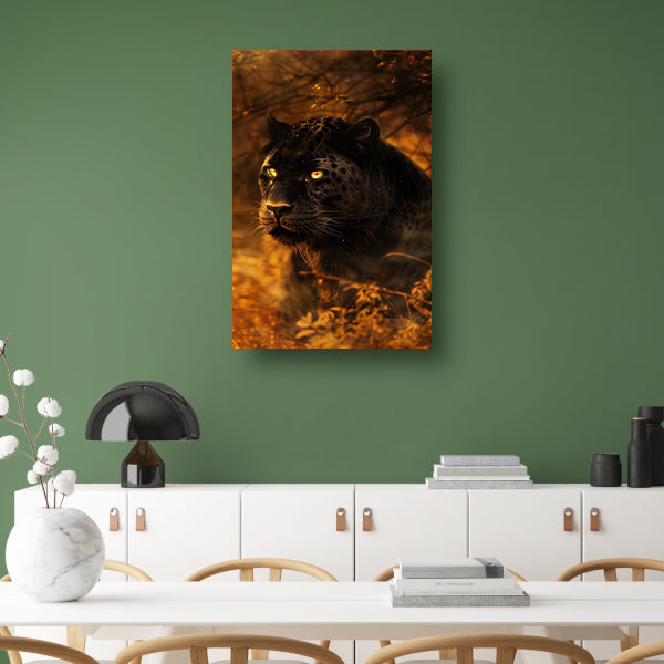 Moderne schilderij van een zwarte panter canvas