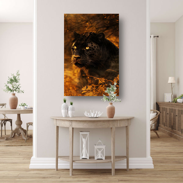Moderne schilderij van een zwarte panter canvas