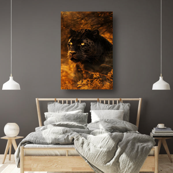 Moderne schilderij van een zwarte panter canvas