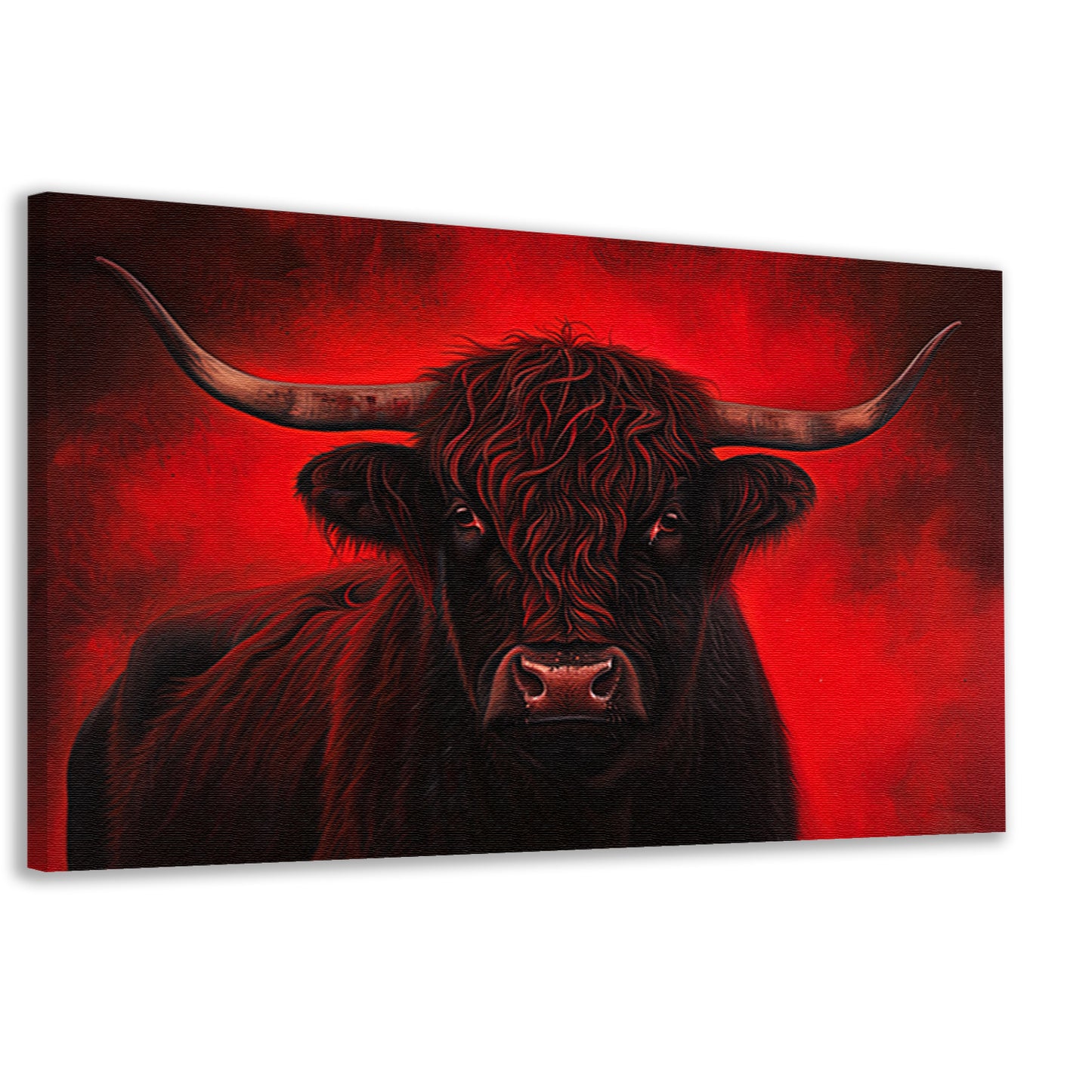 Majestueuze Schotse hooglander met vurige achtergrond canvas