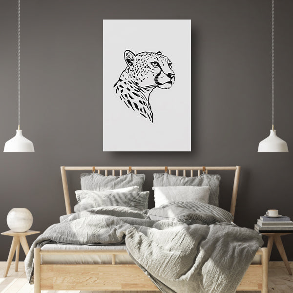Minimalistisch lijnportret van een luipaard canvas