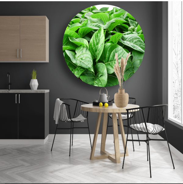 Bladergroen aluminium muurcirkel