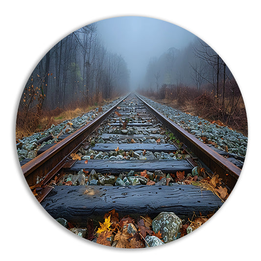 Spoor door landschap aluminium muurcirkel