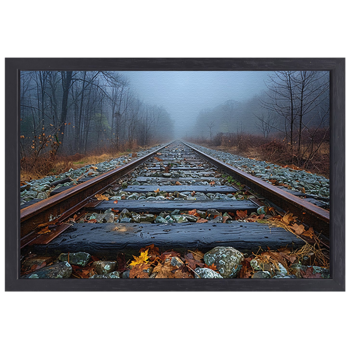 Spoor door landschap canvas met baklijst