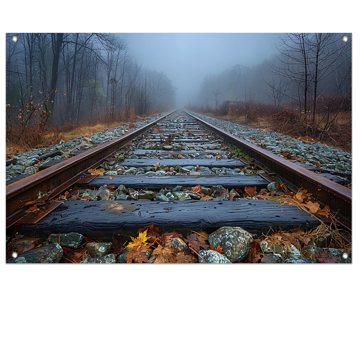 Spoor door landschap tuinposter