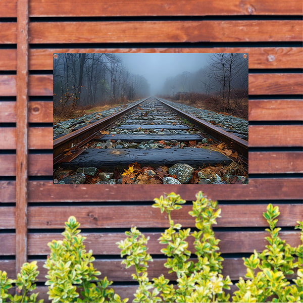 Spoor door landschap tuinposter