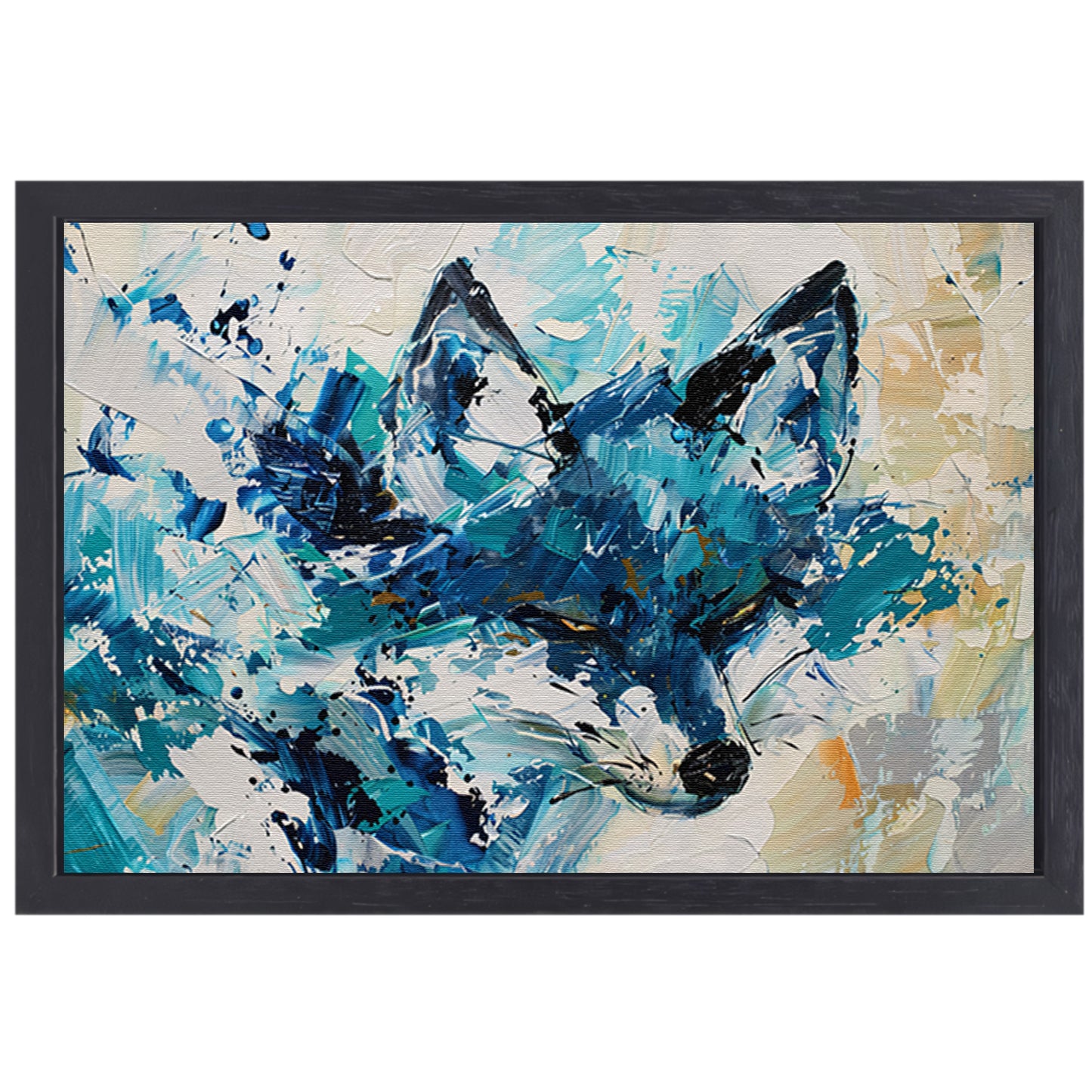 Abstract schilderij van een kleurrijke vos canvas met baklijst