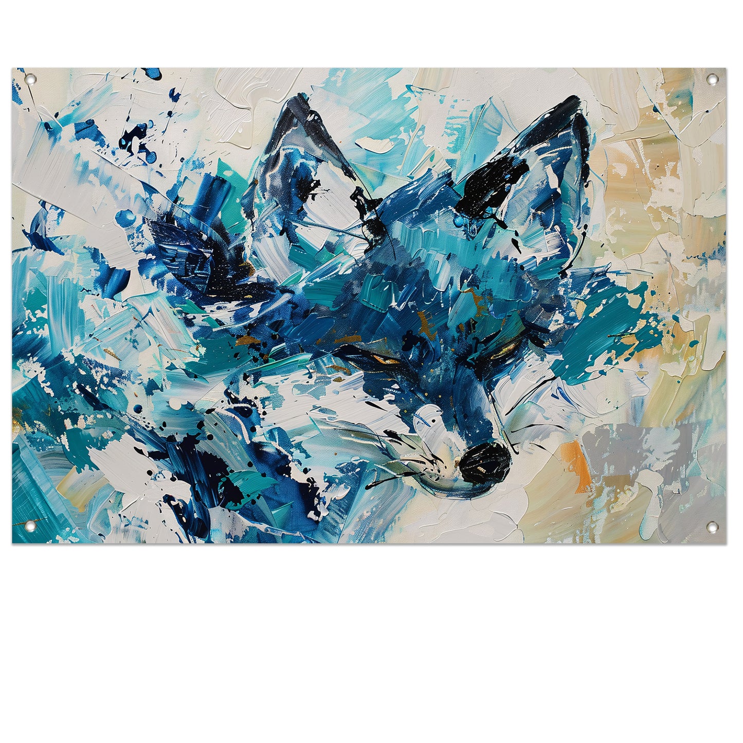 Abstract schilderij van een kleurrijke vos tuinposter
