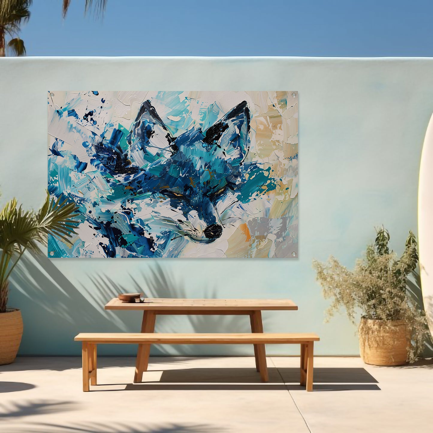 Abstract schilderij van een kleurrijke vos tuinposter