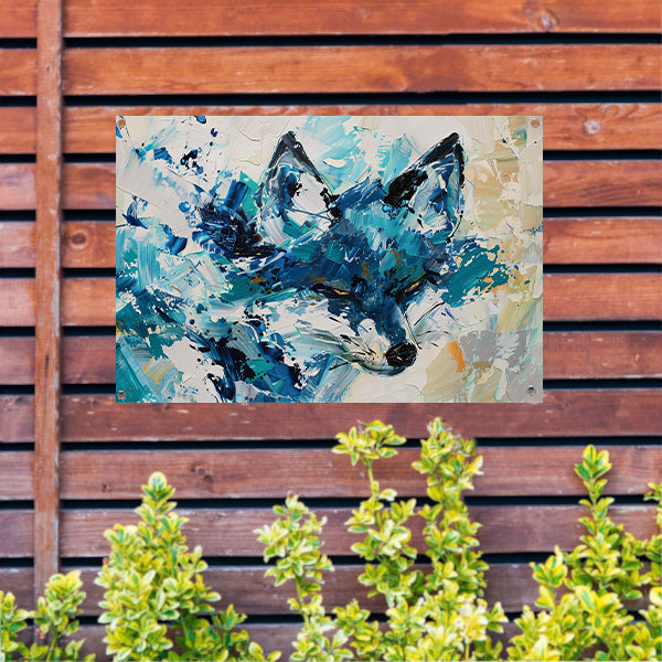 Abstract schilderij van een kleurrijke vos tuinposter