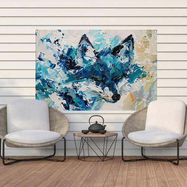 Abstract schilderij van een kleurrijke vos tuinposter