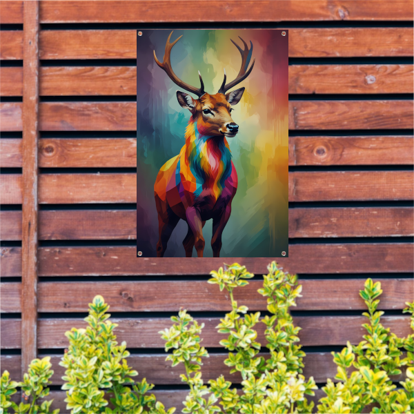 Geometrisch Kleurrijk Hert in Abstracte Stijl tuinposter