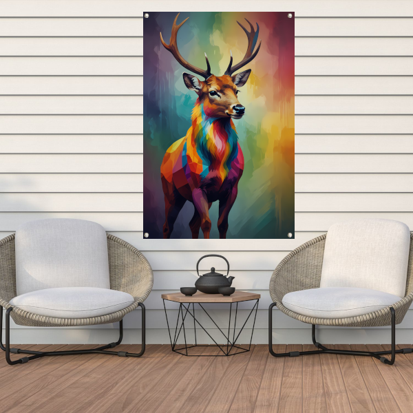 Geometrisch Kleurrijk Hert in Abstracte Stijl tuinposter